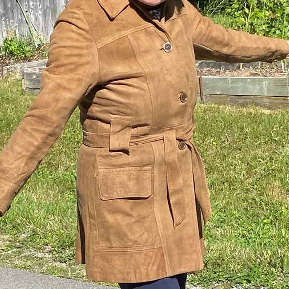 New England Sportswear Suede Leather Coat mid thigh length, zippered inner liner - Picture 7 of 12
